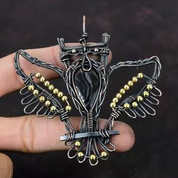 Psilomelane Pendant Copper Wire Wrapped Gemstone Pendant Handmade Copper Jewelry Very Pretty Owl Pendant Wire Wrapped Jewelry Gift For Women