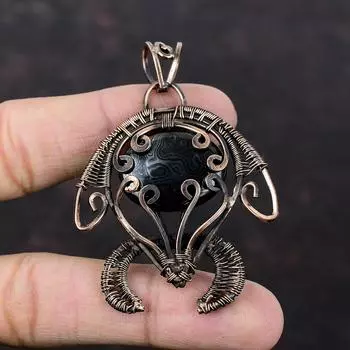 Psilomelane Pendant Copper Wire Wrapped Jewelry Natural Gemstone Pendant Handmade Unique Jewelry Copper Wire Wrapped Pendant Engagement Gift