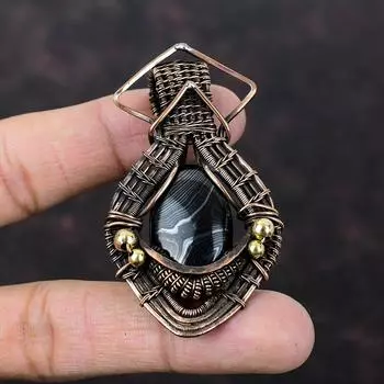 Psilomelane Pendant Copper Wire Wrapped Pendant Copper Jewelry Brand New Pendant Wire Wrapped Jewelry Gift For Mom Handmade Gemstone Pendant