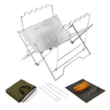 PSKOOK Подставка для костра Solo Light Grill складная легкая компактная сумка для хранения из нержавеющей стали в комплекте XX200