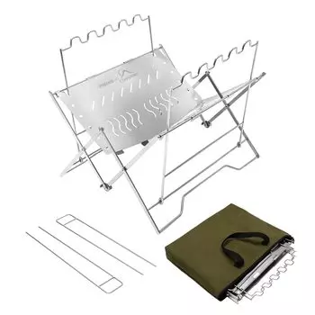 PSKOOK Подставка для костра Solo Light Grill складная легкая компактная сумка для хранения из нержавеющей стали в комплекте XX200