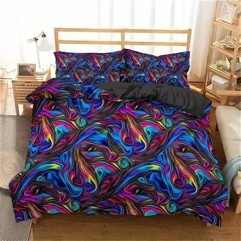 Psychedelic Abstract Art Duvet Set Bedding Set Three-Piece Digital Printing Bedroom Decoration EU single 135*200