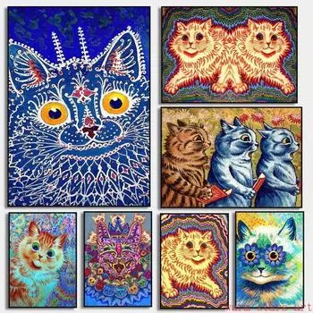 Psychedelic Cat Louis Wain Kaleidoscopic Wall Art Canvas Painting Posters and Print Wall Picture for Living Room Kids Home Decor 21cm30cm NoFrame