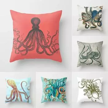 Psychedelic Octopus Decorative Pillowcase Living Room Office Ornaments Home Pillowcase 40x40cm