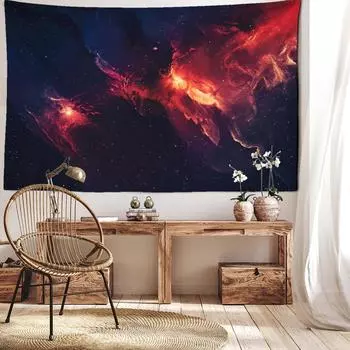Психоделический красный туманный гобелен настенный гобелен абстрактное искусство мистический хиппи тапиз вселенная общежитие домашний декор 95x70cm