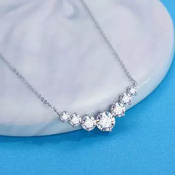 PT950 Покрытие 2.8CTTW Муассанит Ожерелье для женщин 5 камней Подвеска с имитацией улыбки и бриллианта S925 Ювелирные изделия из стерлингового серебра