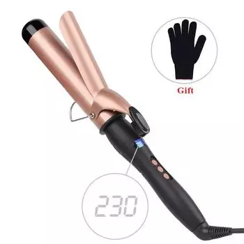 PTC быстрый нагреватель электрический профессиональный 32 мм керамические щипцы для завивки волос светодиодные щипцы для завивки роликовые локоны палочки развевающиеся инструменты для укладки волос US Plug золотой