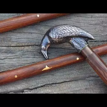 Птица Девушка Латунь Антикварная Ручка Голова В ВИКТОРИАНСКОМ Стиле Дизайнерская Трость Трость 36 Inch коричневый