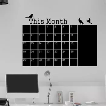 Птица ежемесячный планировщик календарь доска съемная настенная наклейка чёрный
