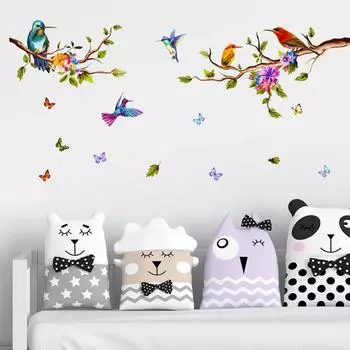 Птица на ветке Наклейка на стену Гостиная Диван ТВ Фон Для Украшения Дома Обои Спальня Офис Самоклеящиеся Наклейки