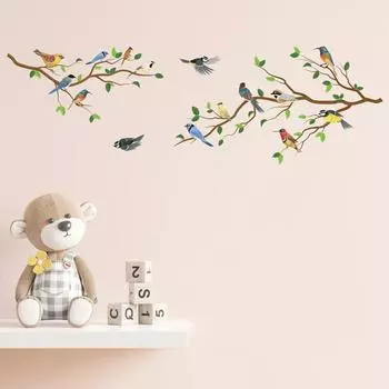 Птица на ветке Наклейка на стену Гостиная Диван ТВ Фон Для Украшения Дома Обои Спальня Офис Самоклеящиеся Наклейки