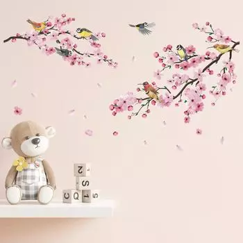 Птица на ветке Наклейка на стену Гостиная Диван ТВ Фон Для Украшения Дома Обои Спальня Офис Самоклеящиеся Наклейки