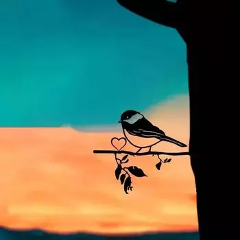 Птица на ветке стальной силуэт настенное искусство элегантное наружное металлическое украшение для дома, сада, двора и патио - идеальный подарок на день рождения бежевый