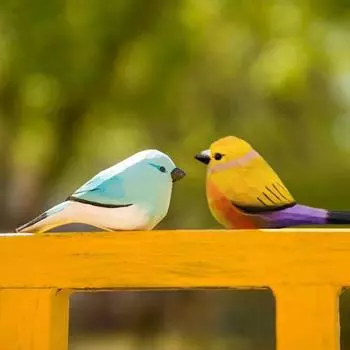 Птица орнамент ручная резная фигурка птицы яркий цвет деревянная статуя птицы для дома праздничные украшения C