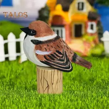 Птица Орнамент Ручная Резная Фигурка Птицы Яркий Цвет Деревянная Статуя Птицы для Домашнего Праздника C