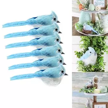 Птица Орнамент Синяя и Белая Птица Искусственная Птица Рождественская Елка Украшения Украшения Сада