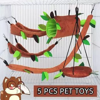 Птичье гнездо, дом-кровать, гамак, игрушка для домашних животных, попугай, попугай, корелла, какаду, неразлучник, волнистый попугайчик, Финч, канарейка, хомяк, крыса 5 PCS SET