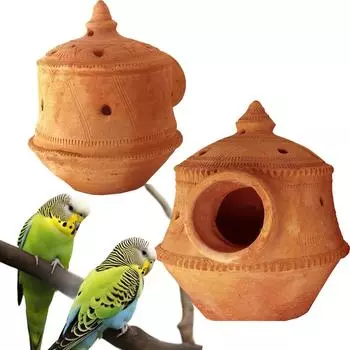 Птичье гнездо из натуральной грязи, птичья клетка с регулируемой температурой, гнездо для разведения птиц, подвесной птичий домик на открытом воздухе для волнистых попугайчиков, любовных птиц, воробьев, попугаев