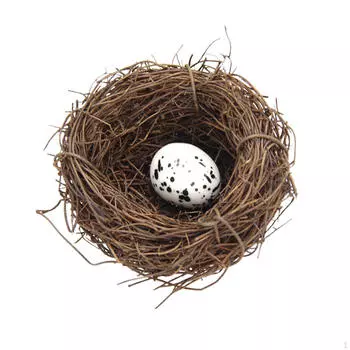 Птичье гнездо из ротанга, декоративные поделки ручной работы с яйцом для декора сада, реквизит 6cm 1 Egg