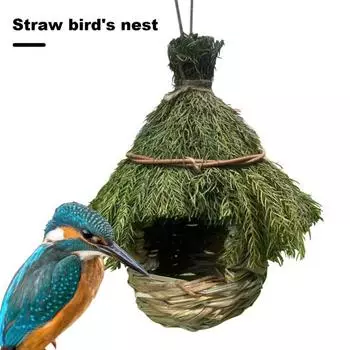 Птичье гнездо ручной работы из натуральной травы, дом колибри, подвесной скворечник для сада, уличное украшение