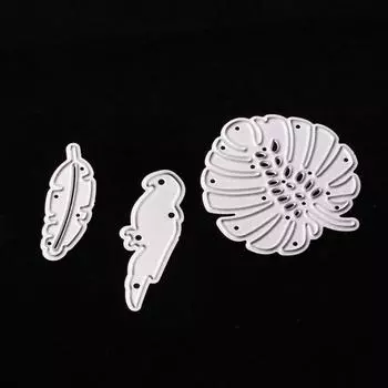 Птичье перо, листья, металлические штампы для скрапбукинга, тиснение, трафареты для изготовления карт, ремесленный декор серебряный