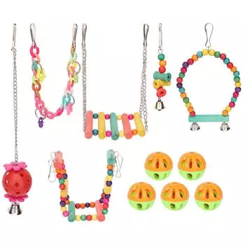 Птичьи качели подвесные игрушки деревянные обучающие красочные попугай качели жевательная игрушка для игровых упражнений