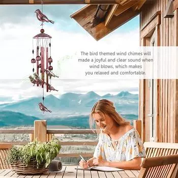 Птичьи колокольчики, 4 алюминиевые трубки, 6 колокольчиков, 7 колокольчиков для птиц для внутреннего и наружного украшения разноцветный