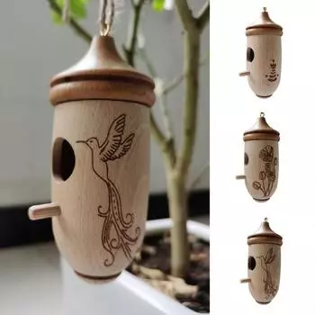 Птичий домик Тонкая работа Простота в использовании Деревянное компактное естественное гнездо для отдыха Товары для улицы E