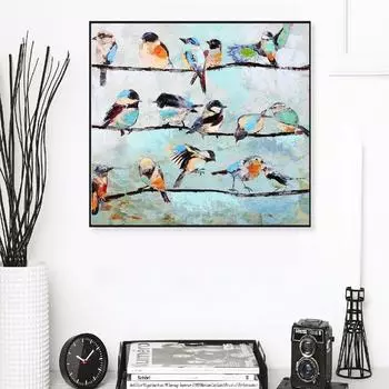 Птицы на проводе, масло, постеры и принты, настенное искусство, декоративная картина, холст, картина для гостиной, домашний декор, без рамы 21cm30cm NoFrame