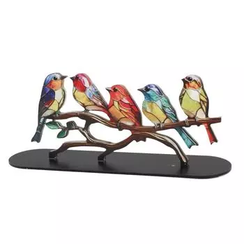 Птицы на ветке украшения ремесло акриловые красочные яркие плоские статуи животных украшение для рабочего стола