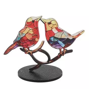Птицы на ветке украшения ремесло акриловые красочные яркие плоские статуи животных украшение для рабочего стола