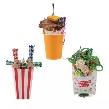 Птицы, жевательные игрушки для измельчения, красочные поощрения инстинкта, измельченные бумажные игрушки для маленьких птиц Orange Cup