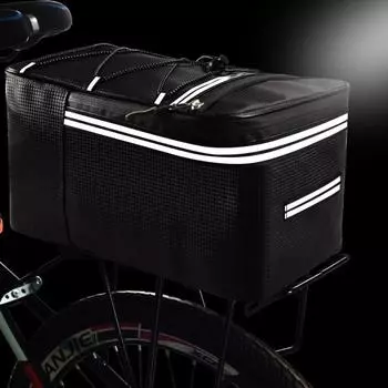 PU Bicycle Rear Seat Box Waterproof Cycling Saddle Pack Bike Trunk Bag Storage Luggage 15L-With rain cover