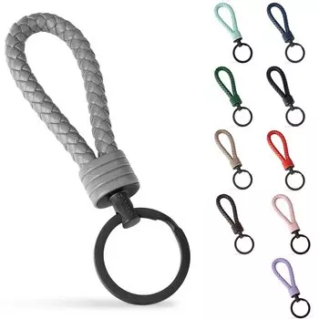 ПУ брелок для ключей автомобиля с кольцом для ключей из нержавеющей стали, дополнительное кольцо для маленьких ключей, идеально подходит для ключей от дома, поставляется в подарочной коробке для мужчин и женщин [SERASAR] - - серый
