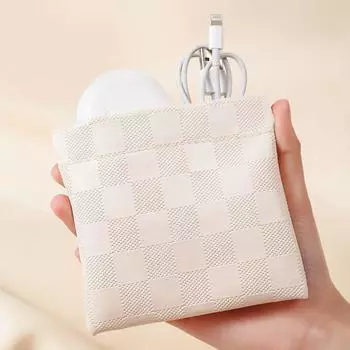 PU Chessboard Grid Coin Purse Self-closing Coin Money Bags Women Change Storage Bag Travel L чёрный
