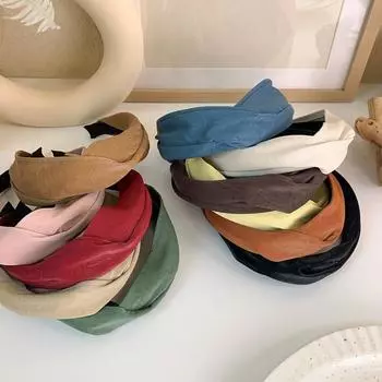 Pu Cross Headband Y2K Широкий обруч для волос Милая кожаная повязка для волос Spicy Girl розовый