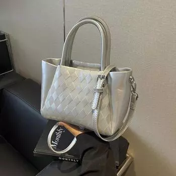 Сумки через плечо из ПУ-сетки с ромбовидной сеткой, высококачественные сумки через плечо, лаконичная универсальная стильная сумка, модная новинка для поездок на работу