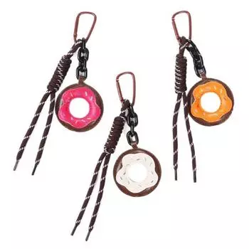 Pu Donut Keychain Braided Rope Bag Pendant Keyring Simple All-Matching Bag Decoration Accessories