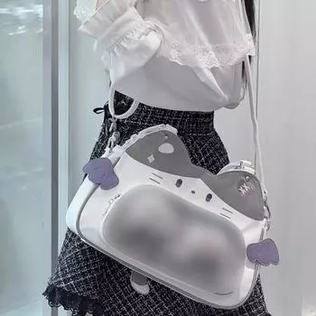 PU Kawaii Cat Itabag Cotton Doll Bag Fashion Backpacks Portable Transparent Pocket Children чёрный