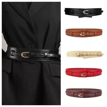 PU кожа широкий пояс-кушак заклепки PU кожаный пояс простой пояс корсет пояс для девочки чёрный