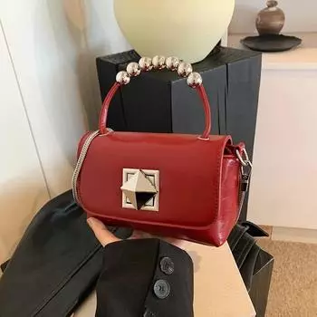 PU кожа текстурированная женская сумка через плечо классическая красная цепочка через плечо маленькая квадратная сумка женская праздничная сумка