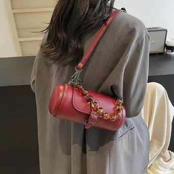 PU кожа женские маленькие сумки новые модные простые винтажные сумки через плечо женские сплошные круглые бусины сумки через плечо роскошные