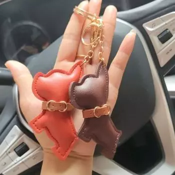 PU кожаный брелок бульдог животное собака бульдог сумка кулон прекрасный PU кожаный вешалка для собак для женщин хаки