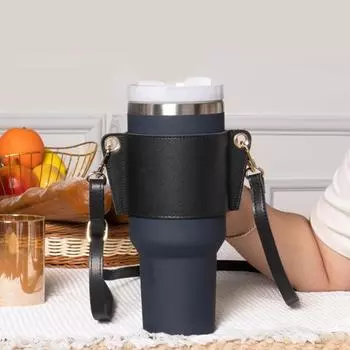 PU кожаный держатель для чашки для чая с пузырьками персонализированный многоразовый держатель для чашки из ПУ для дома/офиса белый