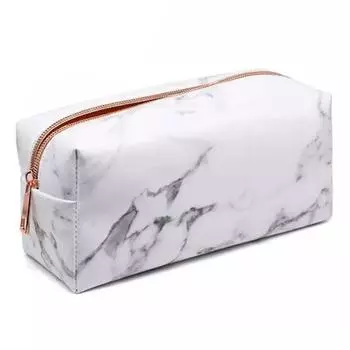 PU кожаный офисный школьный пенал для ручек большой емкости мраморный дорожный туалетный мешок для женщин девочек для школы студента колледжа чёрный