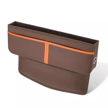 PU Leather Auto Console Side Car Seat Crevice Storage Box Slit Gap Filler with Bottle Holder Car Stowing Tidying Accessories чёрный