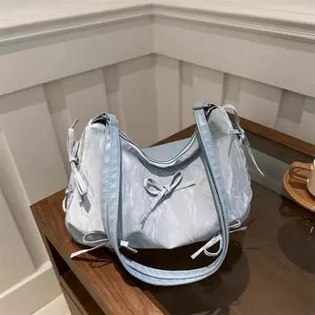 PU Leather Bowknot Shoulder Bag Large Capacity Bowknot Crossbody Bag Women s Totes Handbags Girls чёрный