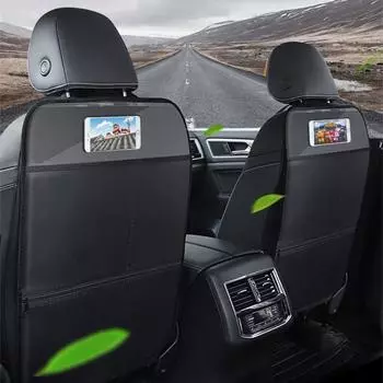 PU Leather Car Anti-kick Mat Car Seat Back Protector Cover Car Rear Seat Organizer with Storage Storage Bag Interior Accessories