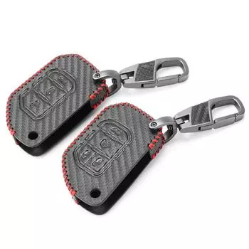 PU Leather Car Key Case Cover For Jeep Gladiator JT Sahara JLU Wrangler JL Rubicon 2018 2019 2 3 4 Button Flip Remote чёрный