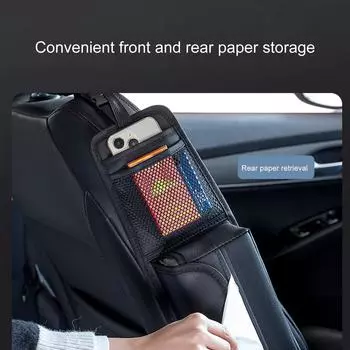 PU Leather Car Seat Organizer Auto Seat Side Storage Hanging Bag Multi-Pocket Drink Holder Mesh Pocket Car Styling Organizer чёрный